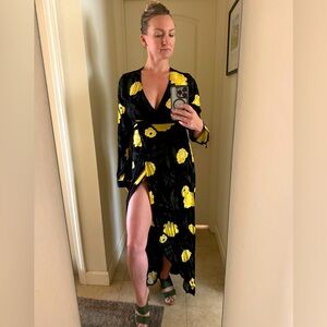 Lulus Floral long sleeve wrap dress